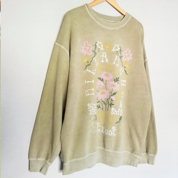 Billabong Ride In Sweatshirt Faded Green XL Keep Shining Graphic Oversized Crew - Picture 9 of 16